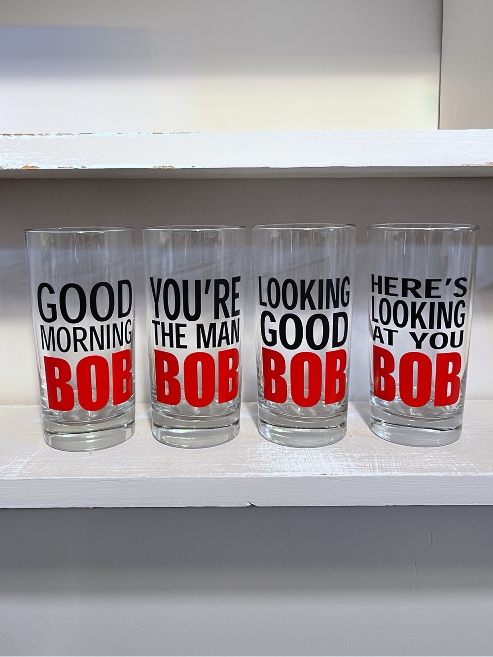 Vintage BOB 12oz Drinking Glasses Funny Humor Robert Bartender Personalized